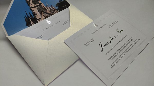 Convite Casamento Forrado Igreja COM METALIZADO