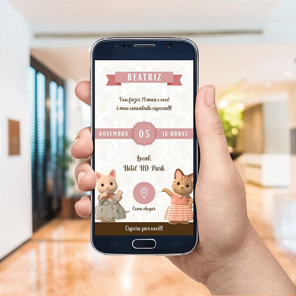 Convite infantil Digital / Virtual Interativo Sylvanian Families