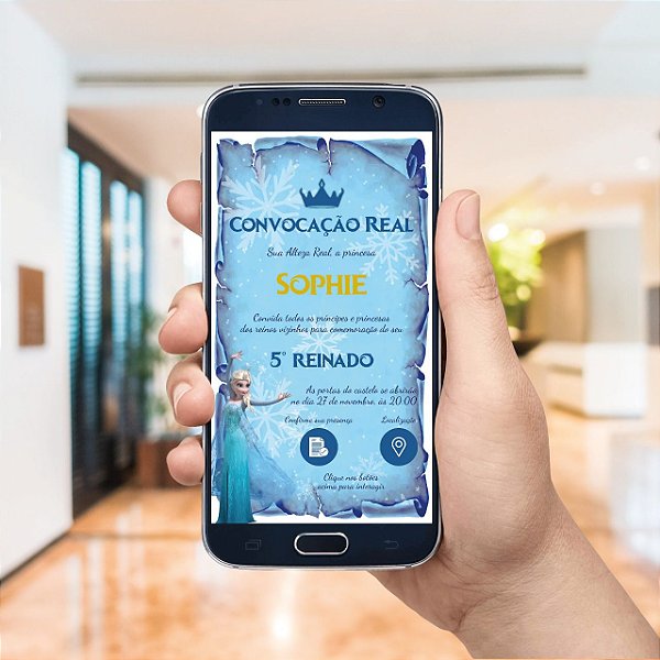 Convite infantil Digital / Virtual Interativo Frozen