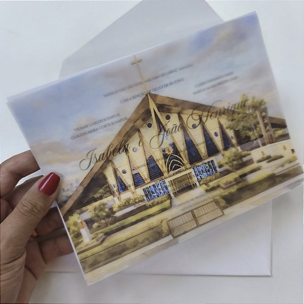 Convite Casamento Branco Capa Vegetal Aquarela Relevo Seco Borda relevo