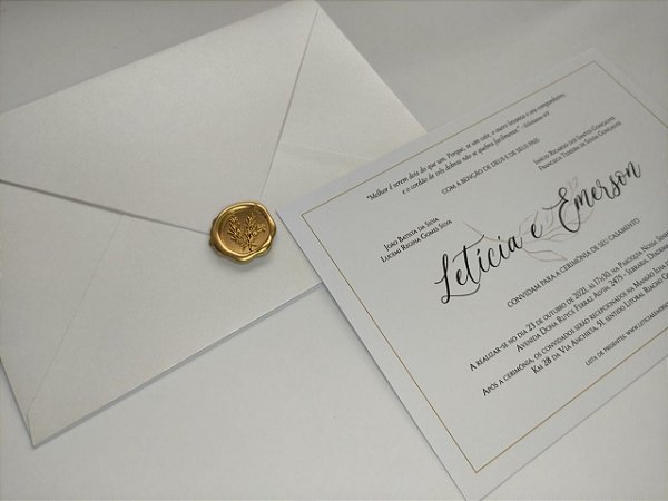 Convite De Casamento Moderno com Lacre de cera