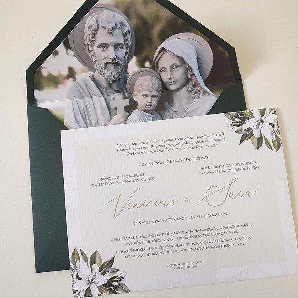Convite Casamento Envelope Forrado Sagrada Família