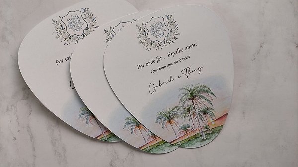 Ventarola Personalizada Praia Praiana Aquarela