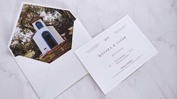 Convite Casamento Envelope Forrado Capela Fazenda Querência