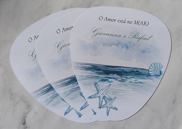 Ventarola Personalizada Praia Praiana Aquarela