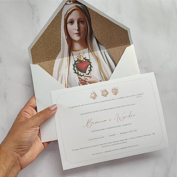Convite Casamento Forrado Nossa Senhora de Fátima