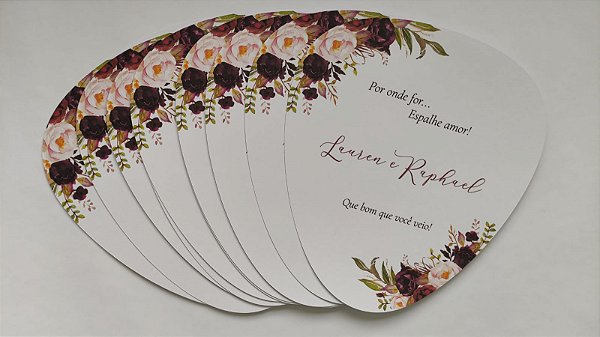 Ventarola Personalizada floral Marsala