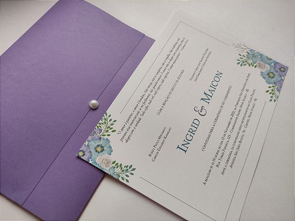 Convite Casamento Envolto Lilás Lavanda