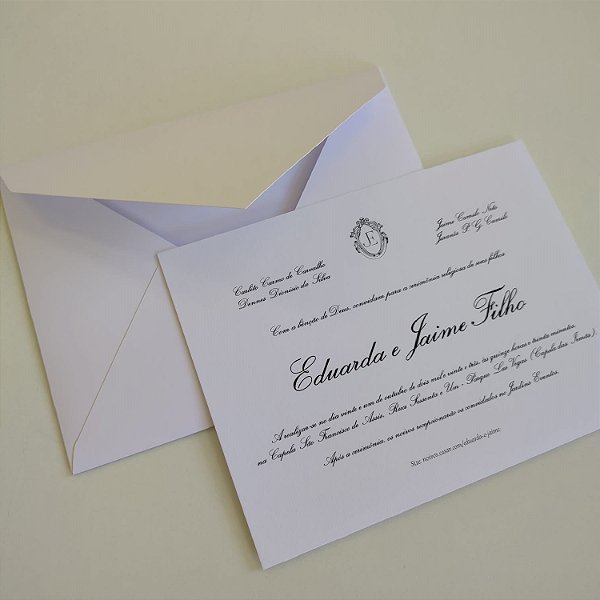 Convite Casamento Clássico com Envelope Perolado