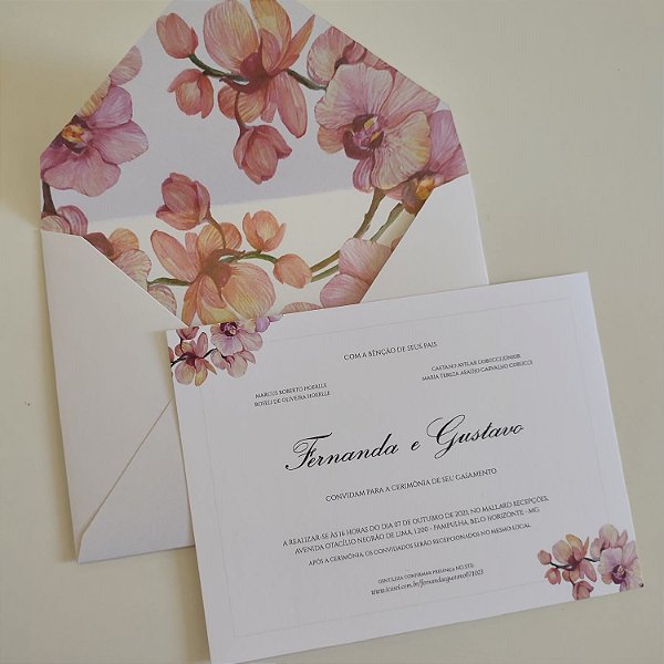 Convite Casamento Forrado Orquídea