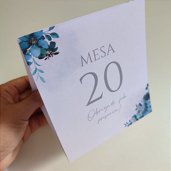 Menu com numeração de mesa Azul