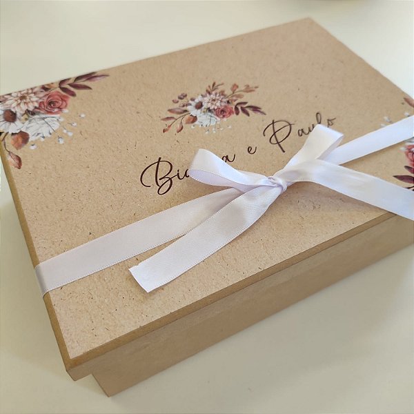 Caixa Convite mdf Grande Padrinhos Boho Chic