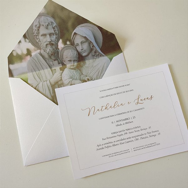 Convite Casamento Envelope Forrado Sagrada Família