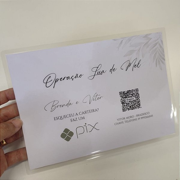 Placa PIX para Casamento Hora da Gravata Sapato Noiva Operação lua de mel