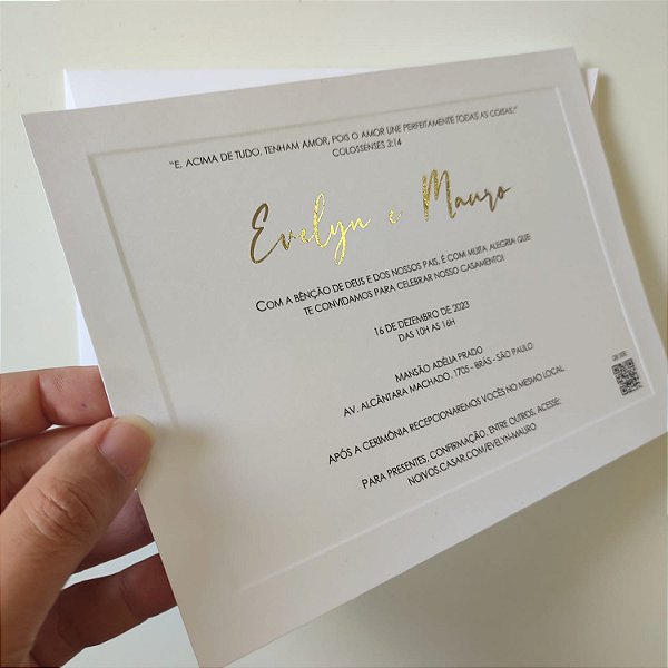 Convite Casamento s/ Envelope com Borda almofadada / alto relevo