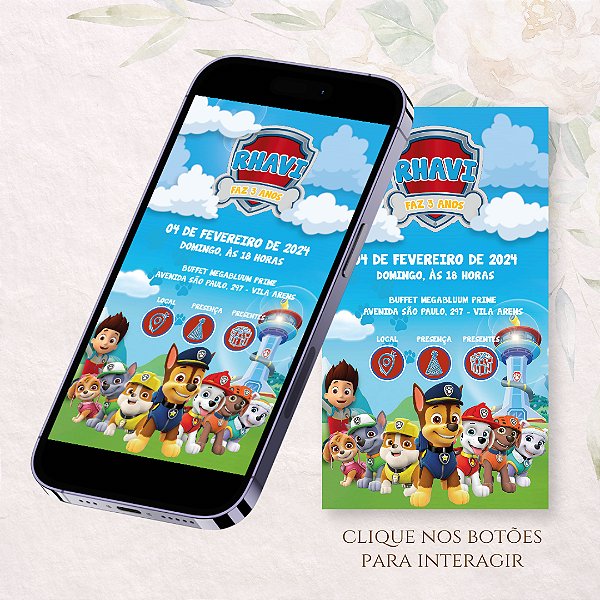 CONVITE INFANTIL DIGITAL / VIRTUAL PATRULHA CANINA