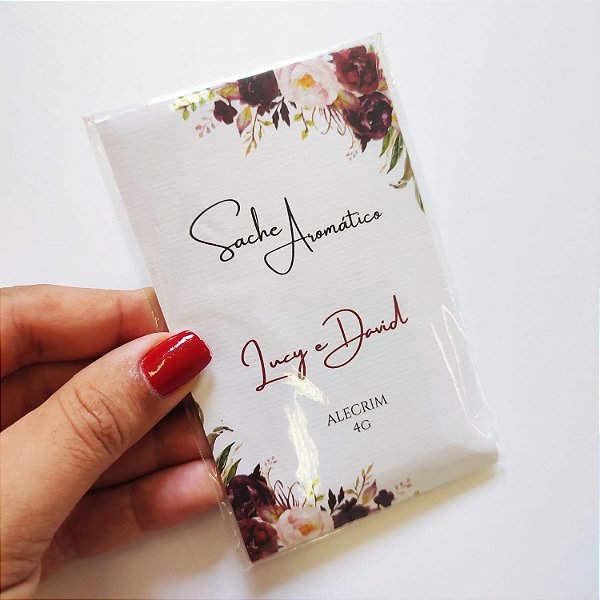 Sachê Aromático Personalizado Lembrancinha Marsala