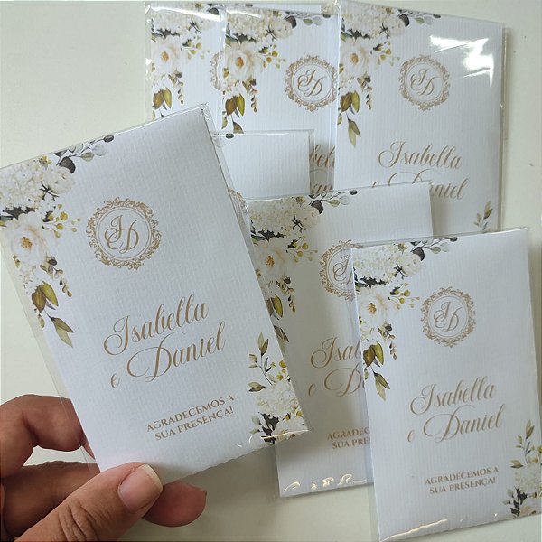 Sachê Aromático Personalizado Lembrancinha Floral Branco
