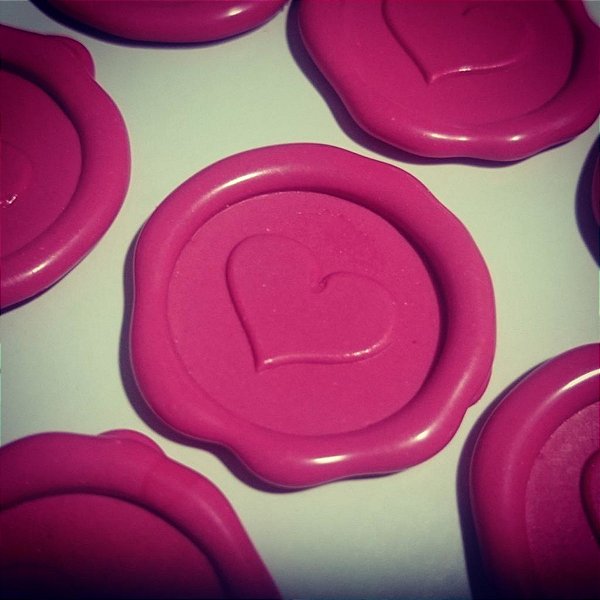 Lacre de Cera Coração Rosa fucsia