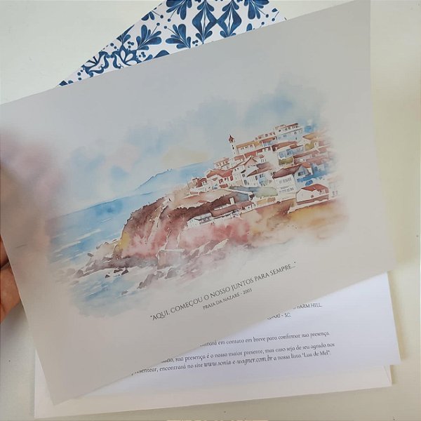 Convite Casamento Capa Vegetal Aquarela Metalizado