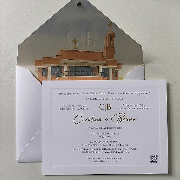 Convite Casamento Forrados Aquarela Relevo Seco Metalizado Borda Relevo fechamento em Imã