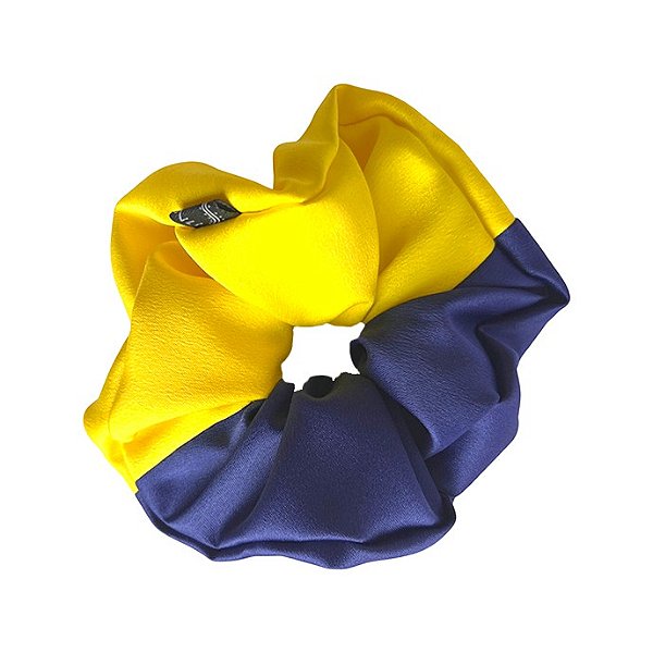 Scrunchie - Elástico de Cetim Azul  e Amarelo