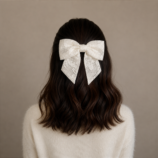 Laço V Off White Renda Mix