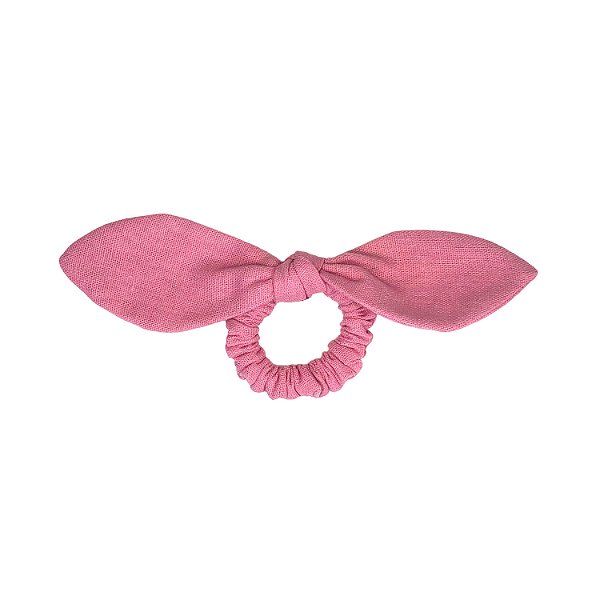 Elástico com Mini Laço de Linho Rosa Chiclete