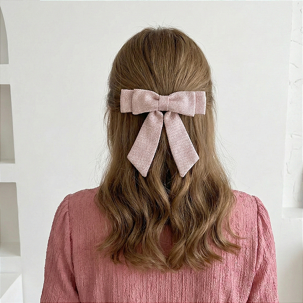 Laço Lívia M de Lurex Rosa Claro com Brilho