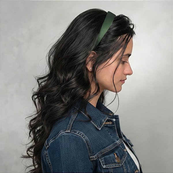 Tiara Flat P de Cetim Verde Musgo