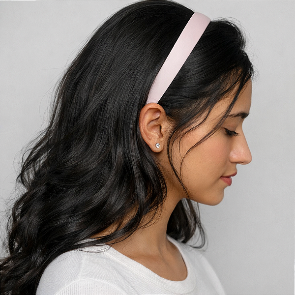 Tiara Flat P de Cetim Rosa Claro