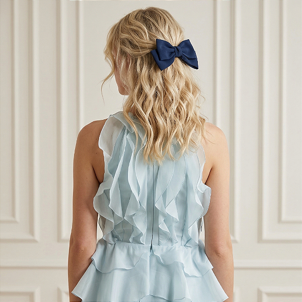 Laço Luana Crepe Azul Marinho