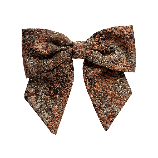 Laço V de Jacquard Marrom Estampado