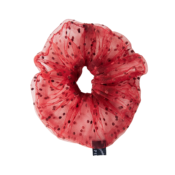 Elástico - Scrunchie de Tule de Poá Vinho