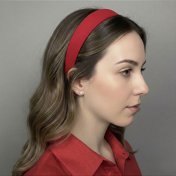 Tiara Flat de Crepe Vermelho
