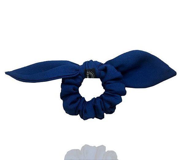 Elástico com Mini Laço de Crepe Azul Royal
