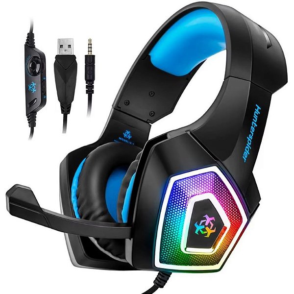Fone de Ouvido Stereo Hunterspider V1 Gaming Microfone LED Luz