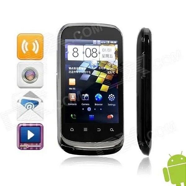 Celular HEDY H712 Single-Core Android 2.3.6 WCDMA Com 3,5 " , Wi -Fi , Câmera - Preto