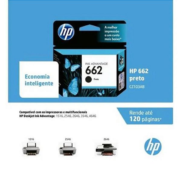 Cartucho Original HP 662 Ink Advantage CZ103AB Preto
