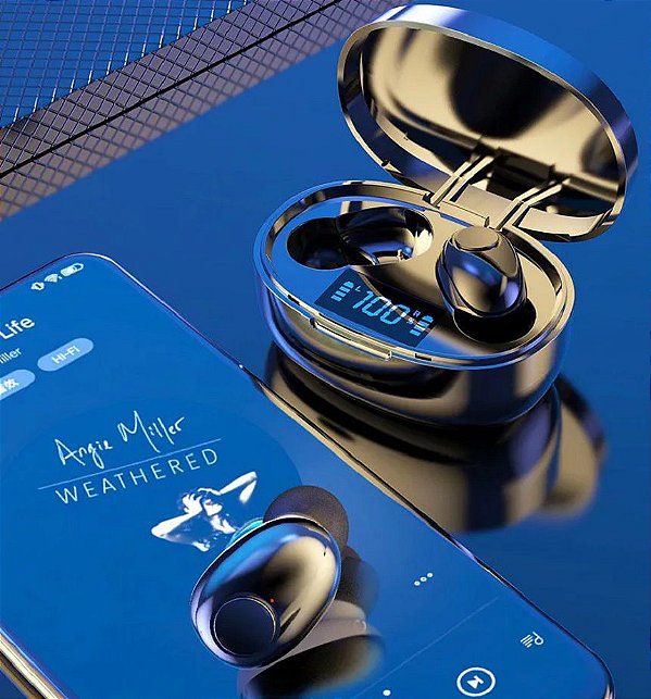 Fones de ouvido wireless tws bluetooth 5.0, estéreo display de led, à prova d' água