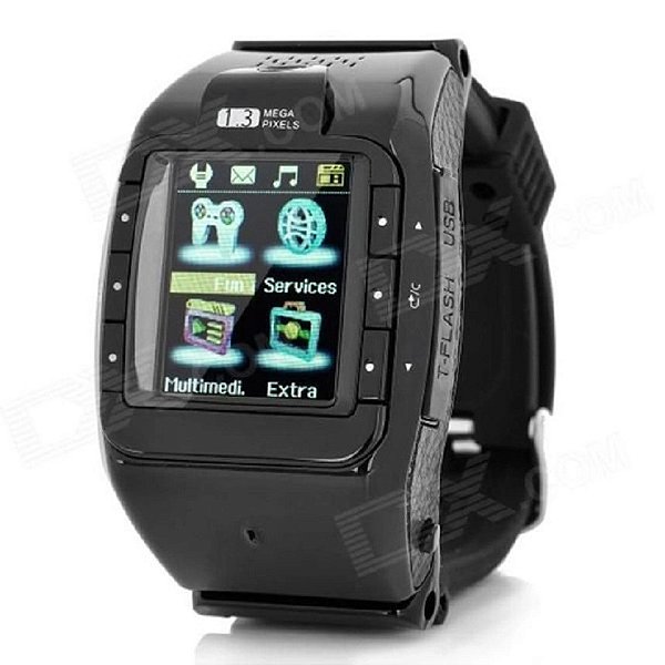 Telefone e relógio N388 gsm 1.3 w, câmera - preto