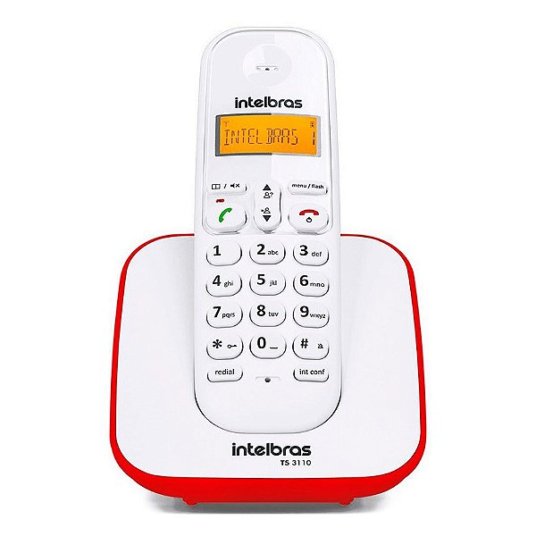 Telefone Intelbras TS3110 S/Fio ID Branco/Vermelho