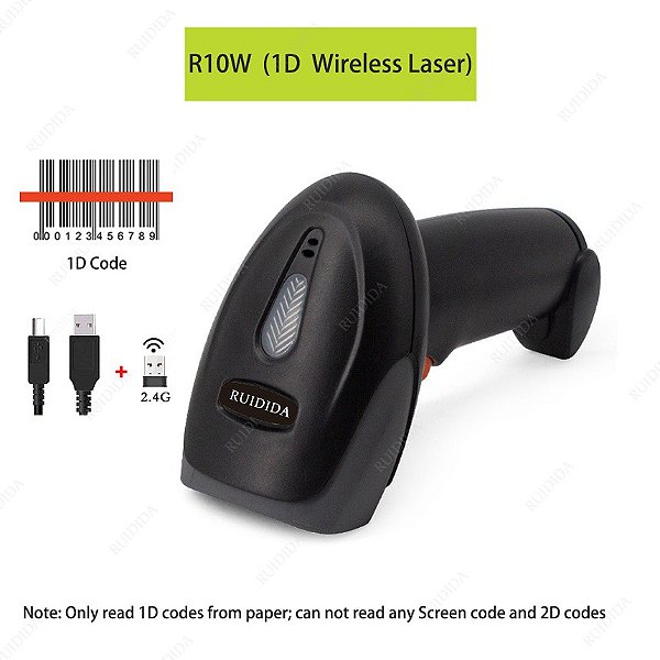 Scanner de código de barras sem fio e com fio 1d 2d 2.4g bluetooth