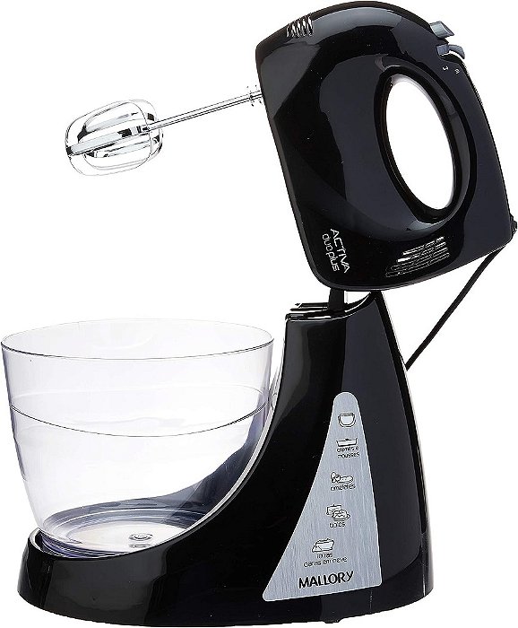 Batedeira Mallory Activa Duo Plus Preta - 220V