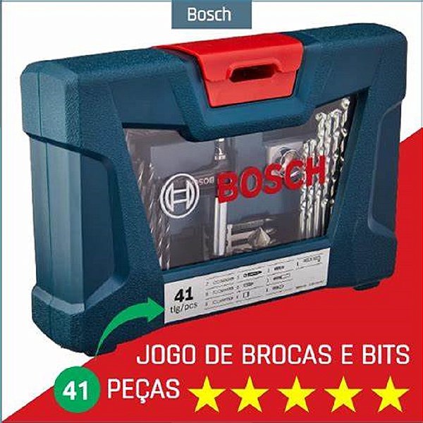 Kit Jogo Maleta Bosch V-line Ferramentas+brocas Com 41 Peças
