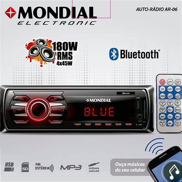 Som Automotivo Bluetooth USB Mondial AR06