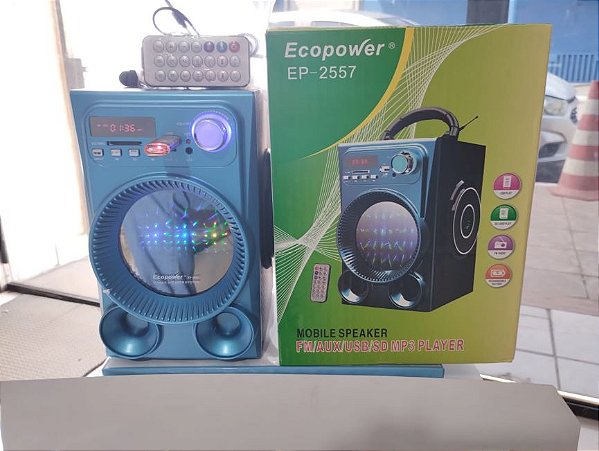 Caixa de Som Ecopower EP-2557 USB/SD/RÁDIO com Luz