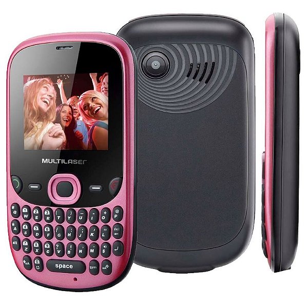 Celular Multilaser Fit P3195 1,3 MP 3 Chips -  Preto/Rosa