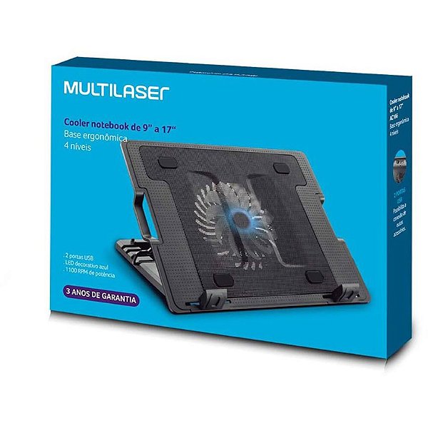 Base p/notebook c/1 cooler + 2 usb AC166 Multilaser PT
