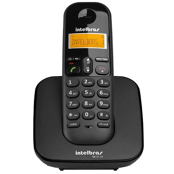Telefone Sem Fio Intelbras TS3110 Preto - Identificador de Chamadas - Expansível Até 6 Ramais - Agenda